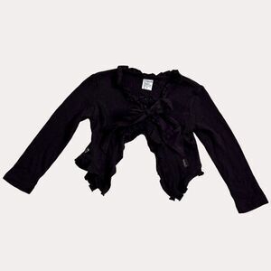 Jottum Ruffle Cardigan Sweater Split Back Brown 98 US 3 bv